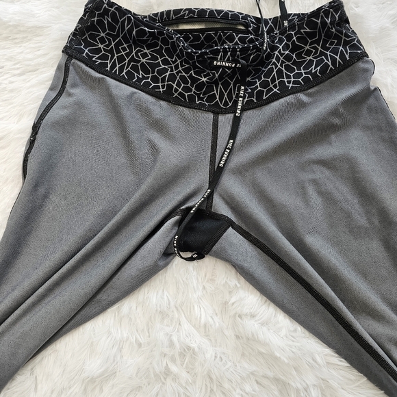 NIKE running cropped leggings size small geometric pattern drawstring tie - Picture 10 of 12